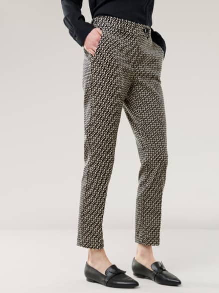 Kombi Jacquardhose Schwarz/Safaribeige