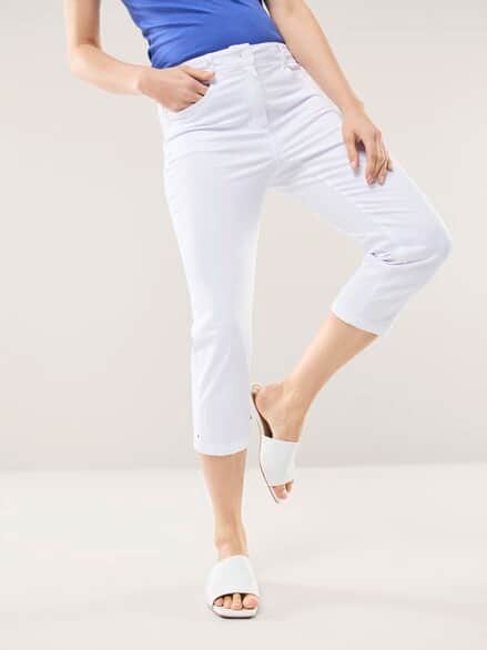 Capri aus Baumwollmix Weiß
