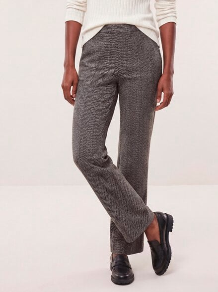 Hose aus Fischgrad Jersey Braun/Grau