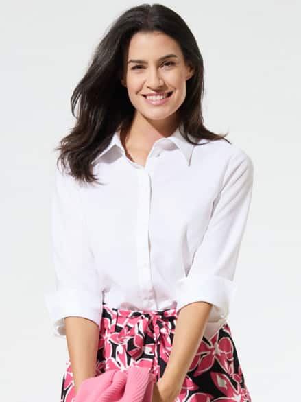 Klima-Bluse Edel-Leinen Weiß