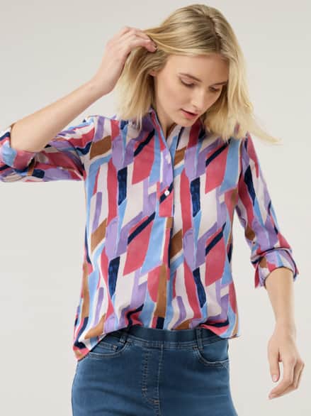 Extraglatt Polo Bluse Multicolor