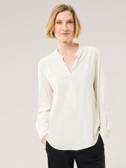 Easy Care Viskose Bluse Uni Weiß