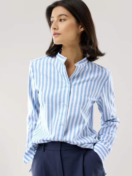 Stehkragenbluse Feel Good Streifen Königsblau