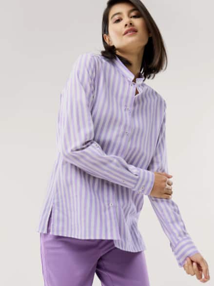Stehkragenbluse Feel Good Streifen Veilchen