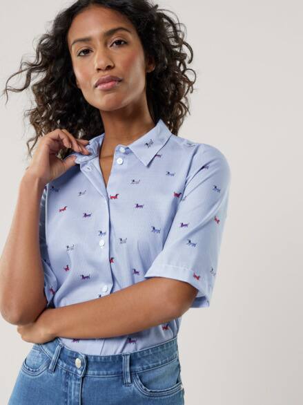 Extraglatt-Hemdbluse Everyday Dackeldruck