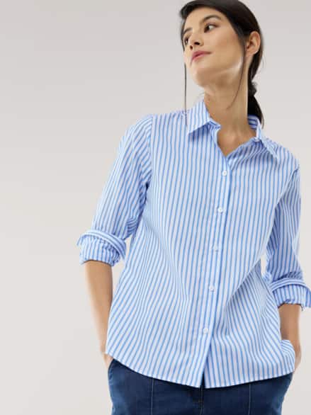 Baumwoll-Bluse Zeitlos Streifen Königs