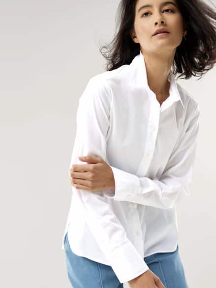 Baumwoll-Bluse Zeitlos Weiß