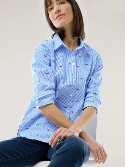 Baumwoll-Bluse Zeitlos Schiffchen