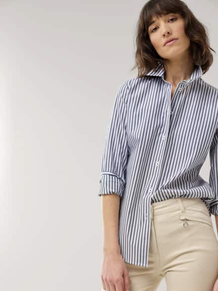 Baumwoll Bluse Perfect Match Streifen Marine