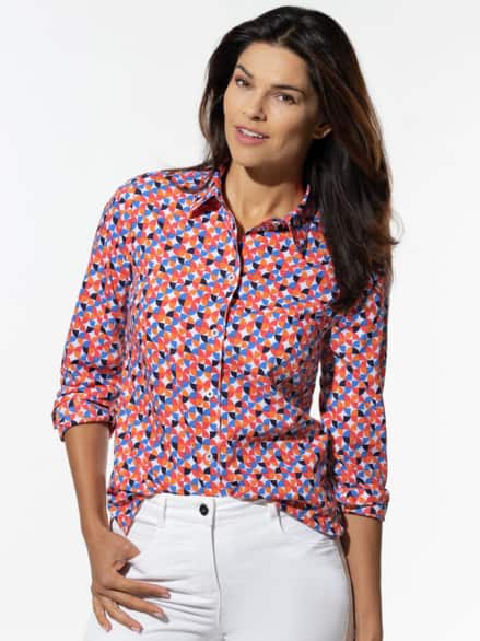 Extraglatt Baumwoll-Bluse Grafik Extraglatt Baumwoll-Bluse Grafik