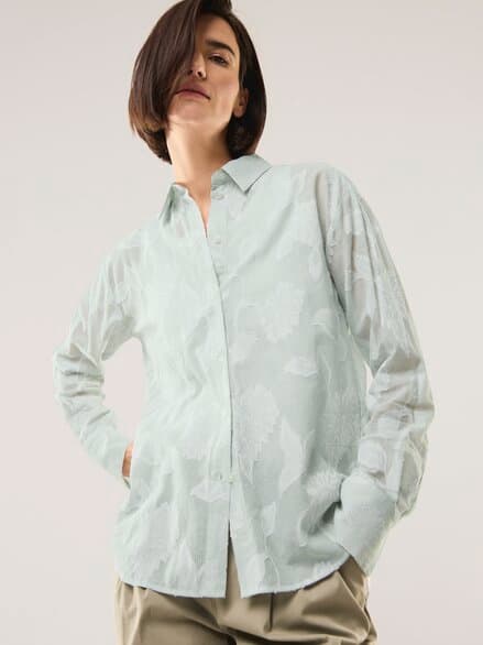 Hemdbluse mit Streifen Basilikum