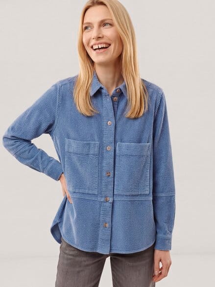Blusenjacke aus Strukturcord Smokey Blue