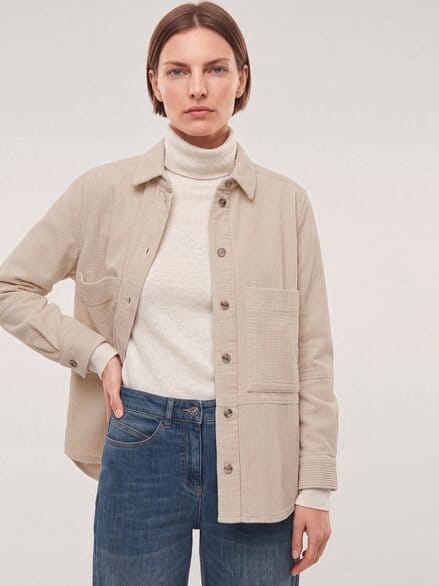 Blusenjacke aus Strukturcord Creme