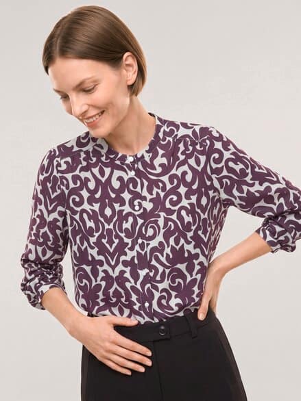 Bluse mit Seide Druck Cassis