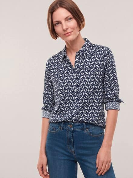 Extraglatt-Hemdbluse Everyday 2.0 Druck Marine