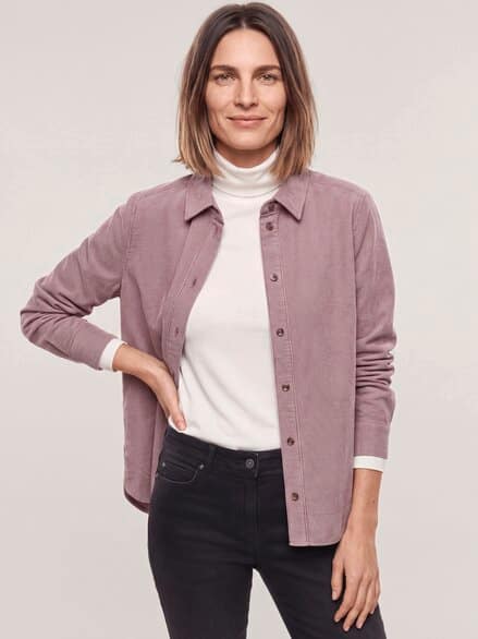 Two-Tone Cord Bluse Boxi Hell Ziegelrot