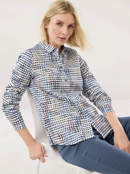 Thermo-Flanell-Hemdbluse Hahnentritt Beere