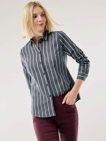 Thermo-Flanell-Hemdbluse Streifen Marine