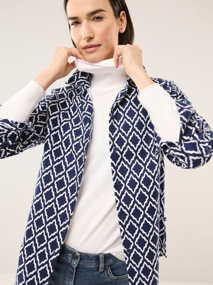 Hemdbluse aus Thermoflanell Ornament Marine Hemdbluse aus Thermoflanell Ornament Marine