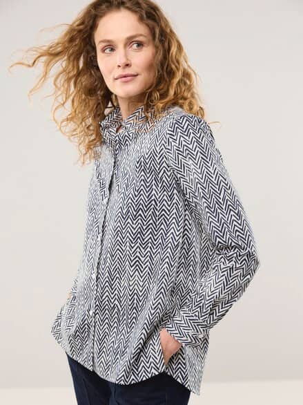 Hemdbluse aus Baumwolle Dessin Fischgrat