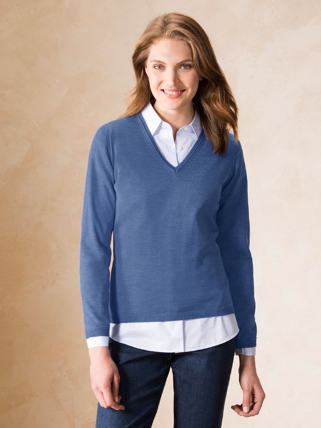 Merino-Pullover V-Ausschnitt Merino-Pullover V-Ausschnitt