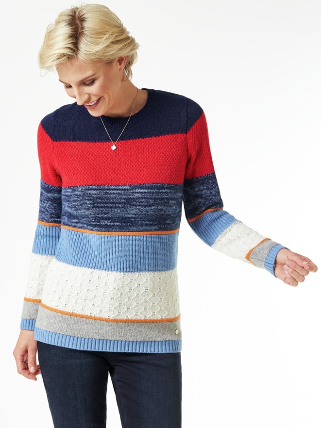 Streifen Struktur-Mix Pullover Streifen Struktur-Mix Pullover