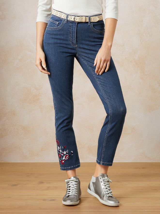 7/8 Jeans Blütenstickerei 7/8 Jeans Blütenstickerei