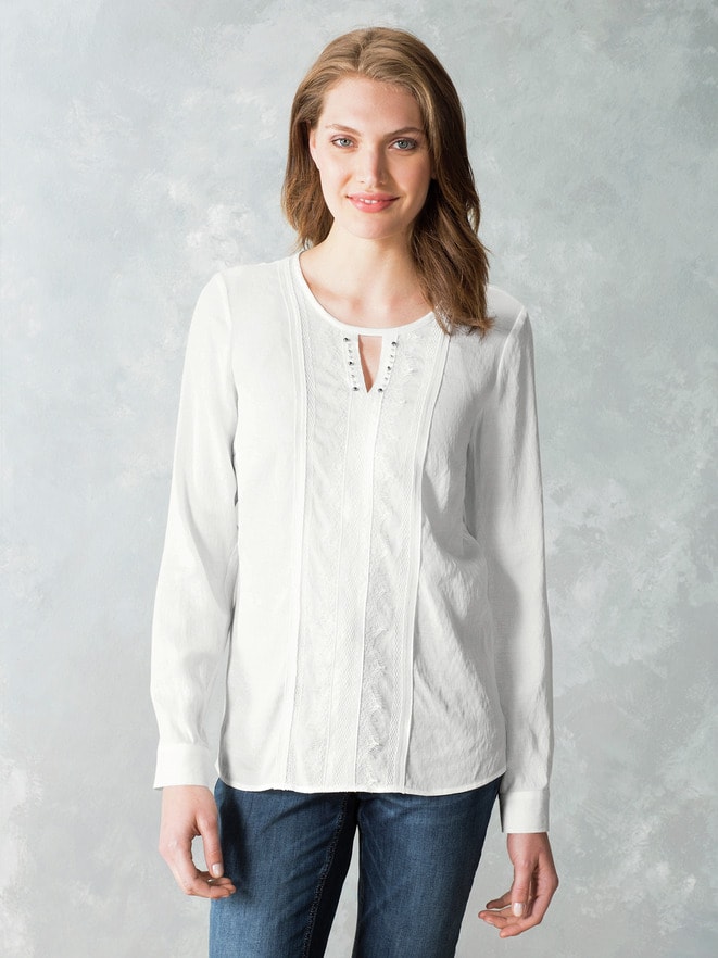 Just White Shirtbluse Spitzenwerk Just White Shirtbluse Spitzenwerk