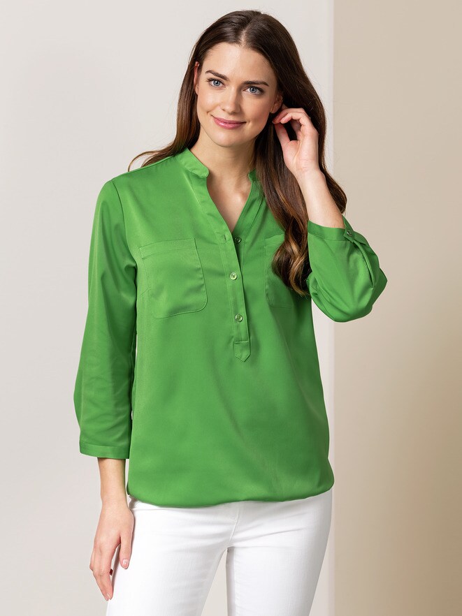 Blousonbluse Polo-Optik Blousonbluse Polo-Optik