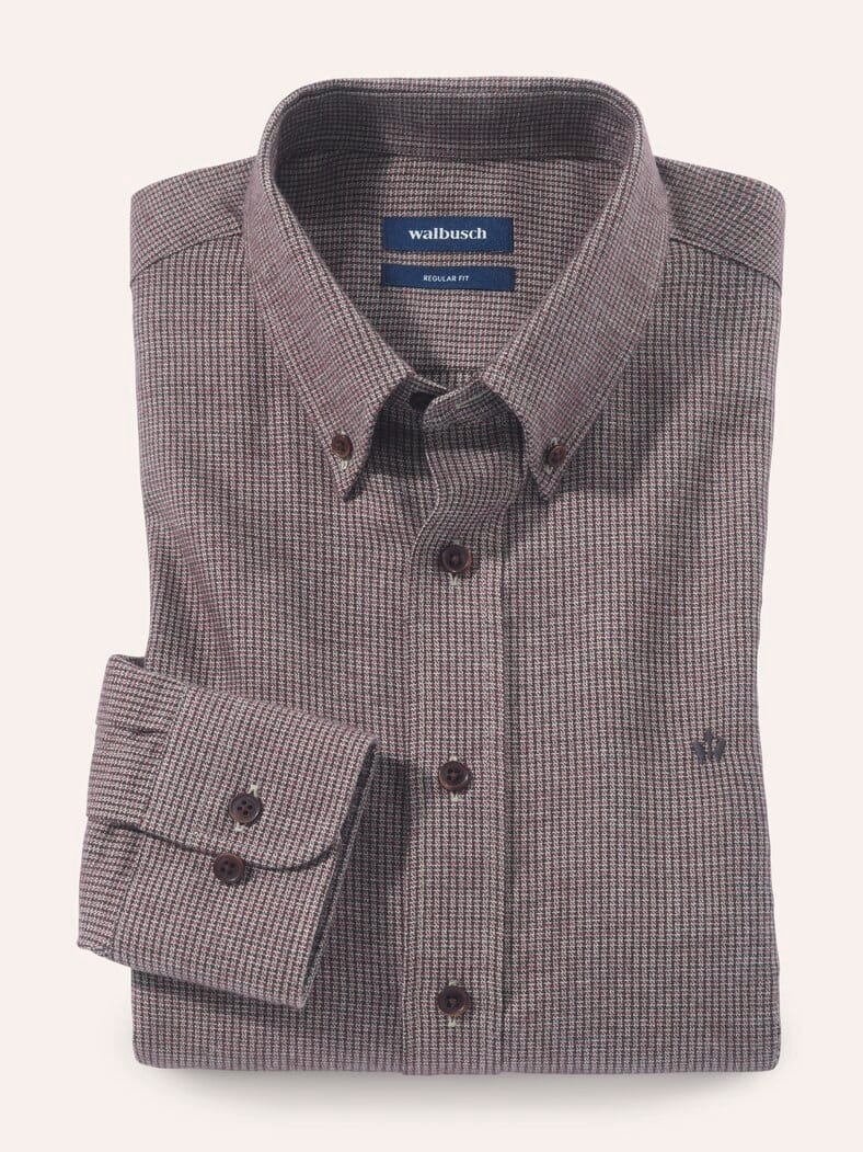 Soft-Flanell Hemd aus Baumwolle Minikaro Camel
