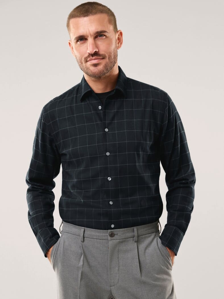 Soft-Flanell Hemd Karo Schwarz