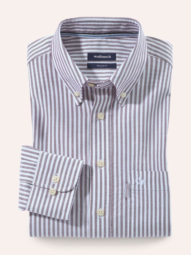 Premium Oxford-Hemd Streifen Bordeaux