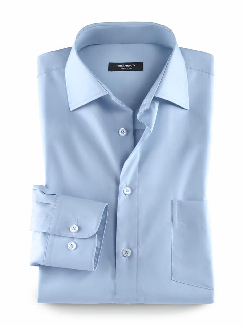 Extraglatt-Hemd Kent-Kragen Hellblau