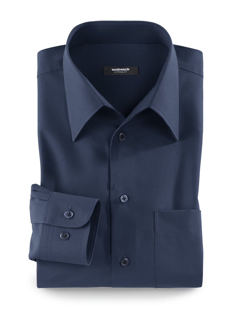 Extraglatt-Hemd Walbusch-Kragen Marine