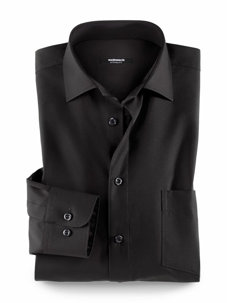 Extraglatt-Hemd Kent-Kragen Schwarz