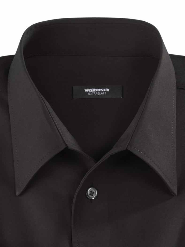 Extraglatt-Hemd Walbusch-Kragen Schwarz
