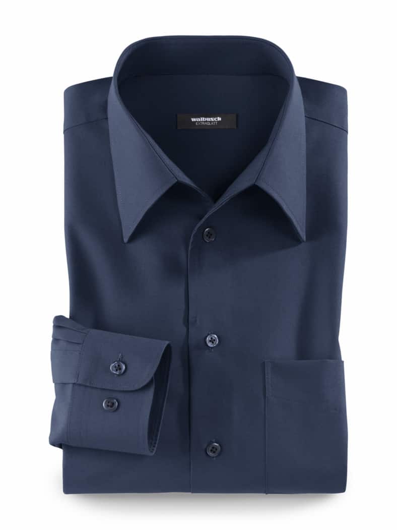 Extraglatt-Hemd Walbusch-Kragen Marine
