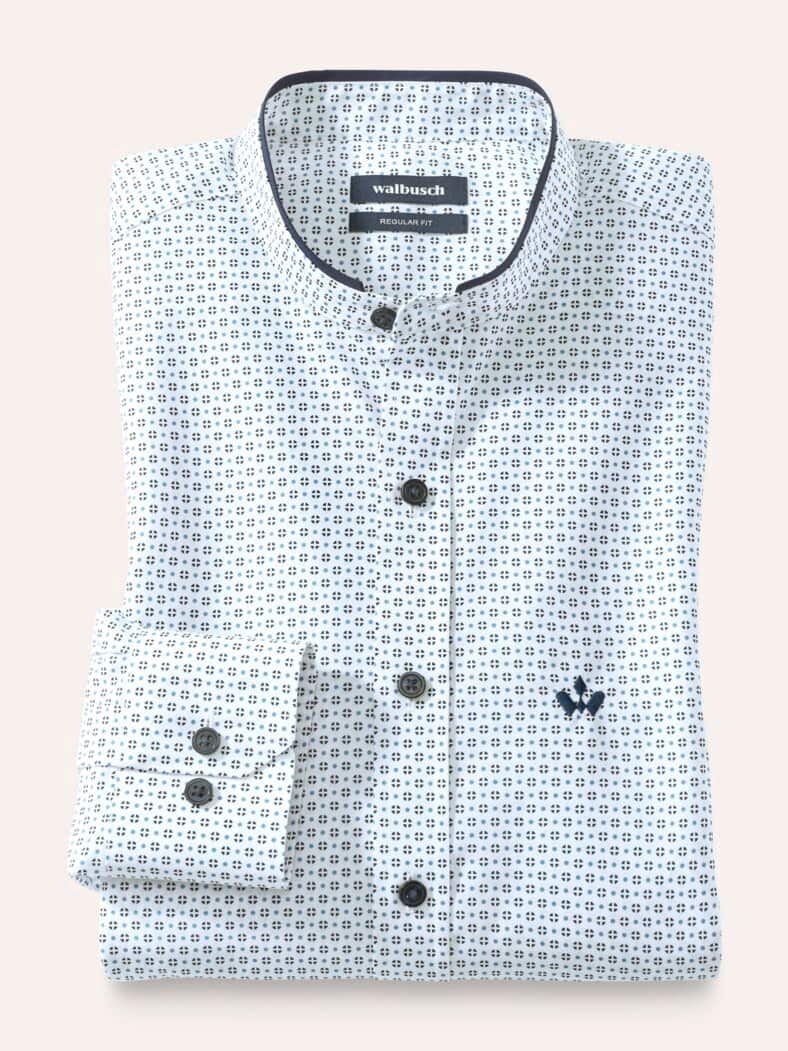 Extraglatt-Stehkragen-Hemd Minimal Druck