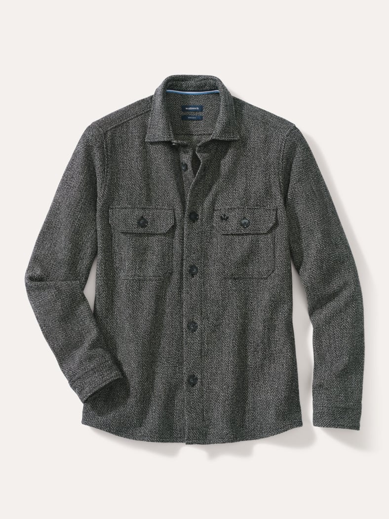 Hemd-Jacke Woll-Mix Schwarz/Weiß