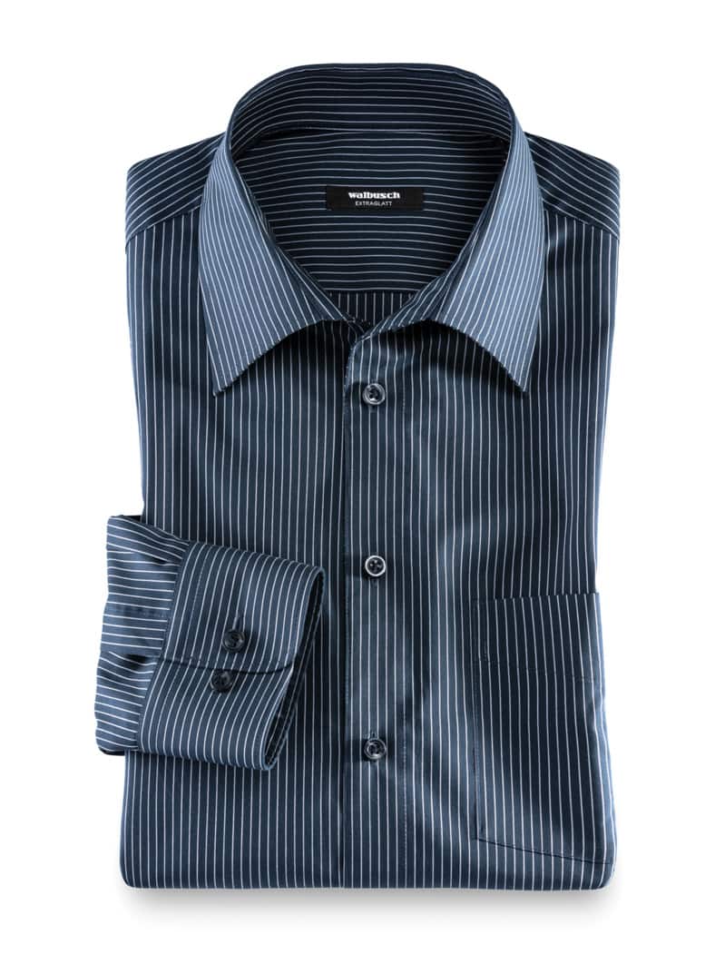 Extraglatt-Hemd Walbusch-Kragen Nadelstreifen Navy