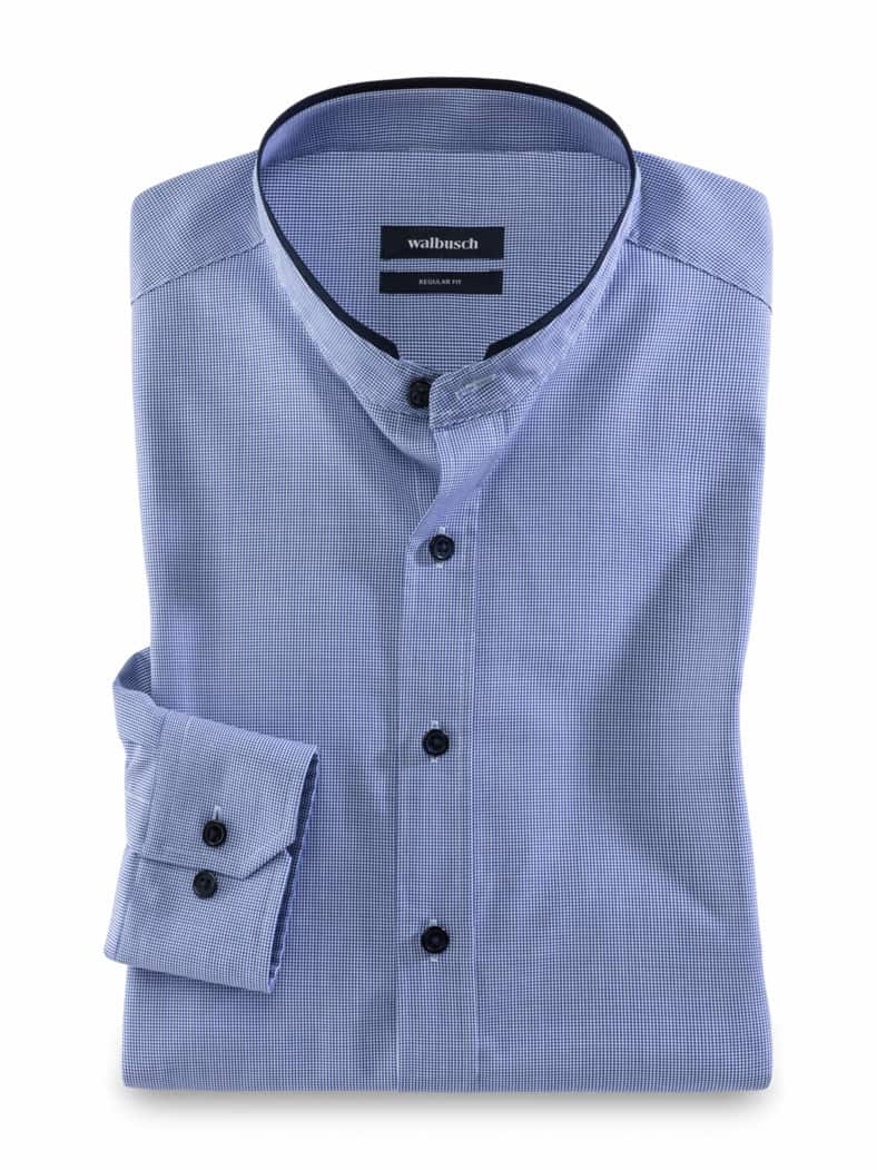 Extraglatt-Stehkragen-Hemd Minivichy Blau