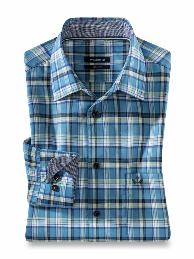 Easycare-Hemd Vier Jahreszeiten Karo Blau