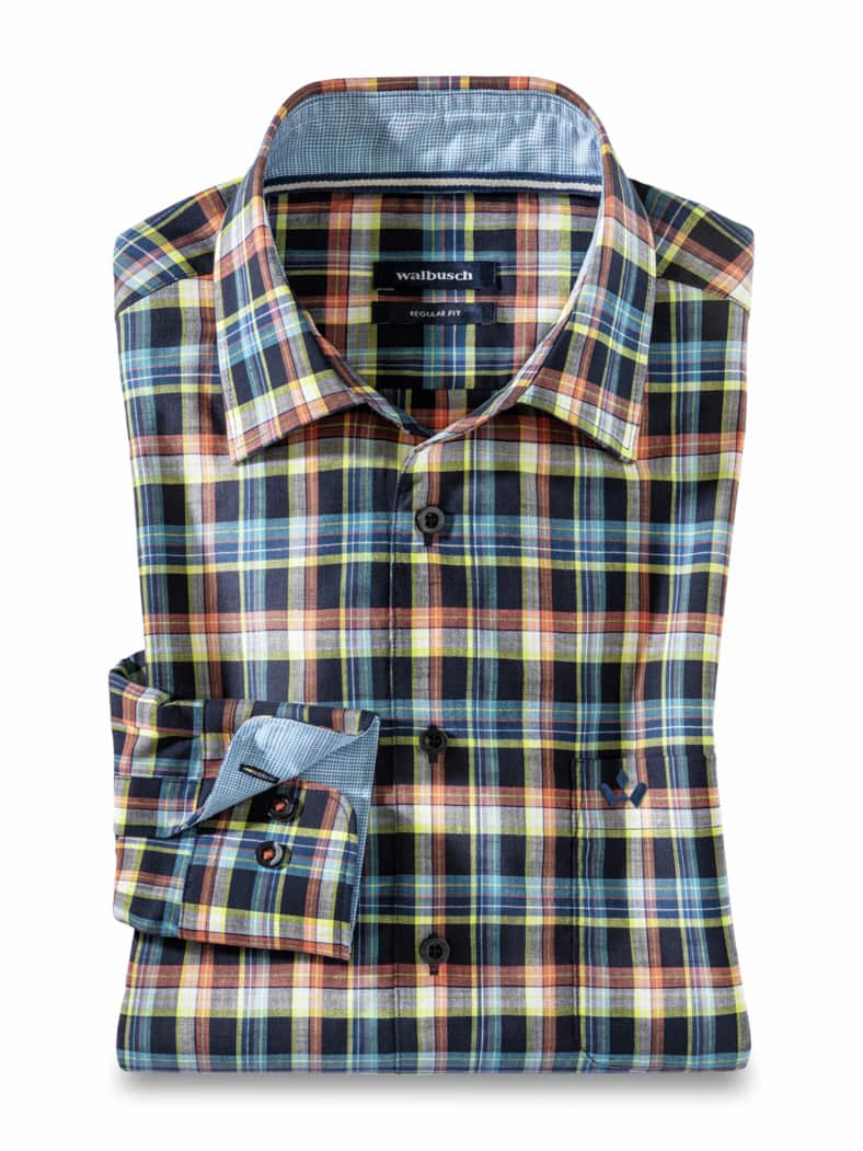 Easycare-Hemd Vier Jahreszeiten Karo Marine