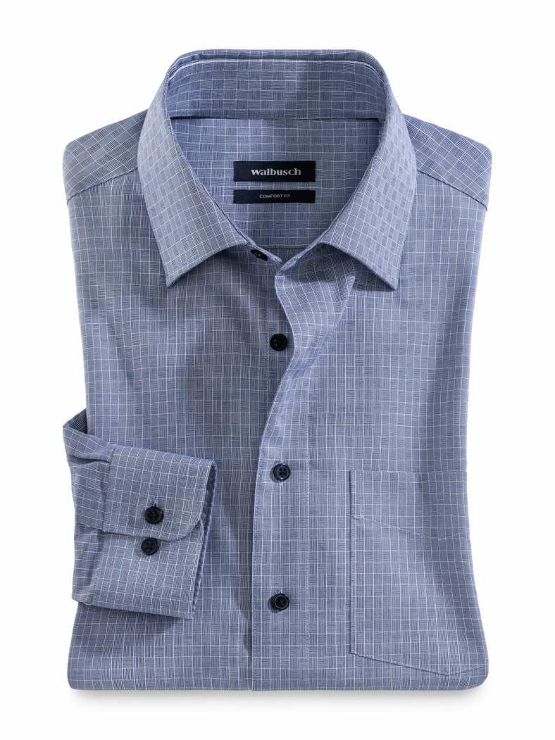 Extraglatt-Hemd Kent-Kragen Gitterkaro Navy