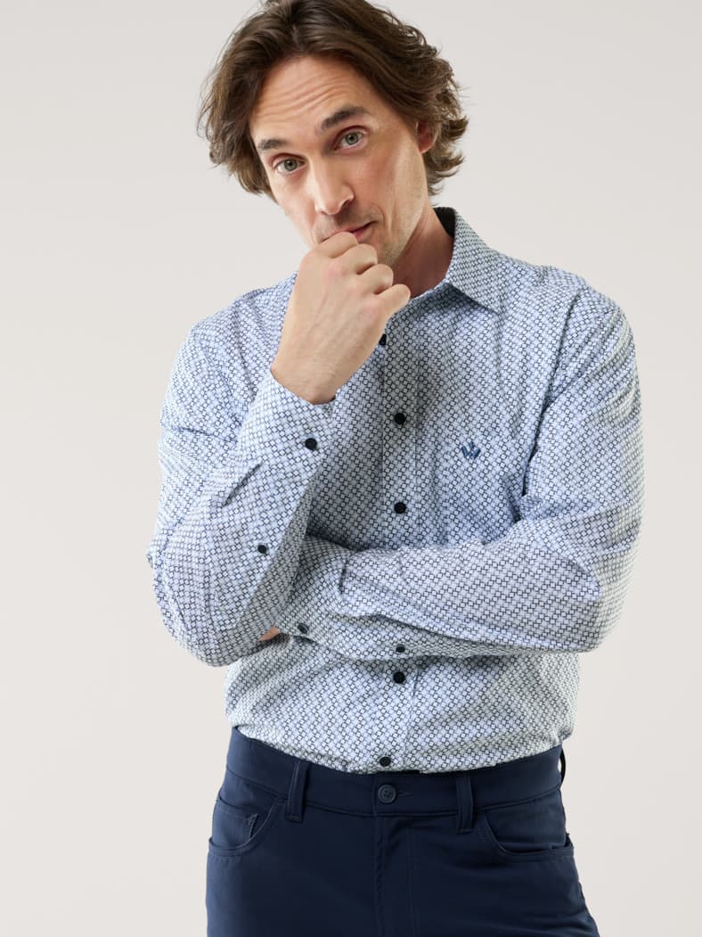 Extraglatt-Hemd Druck Blau