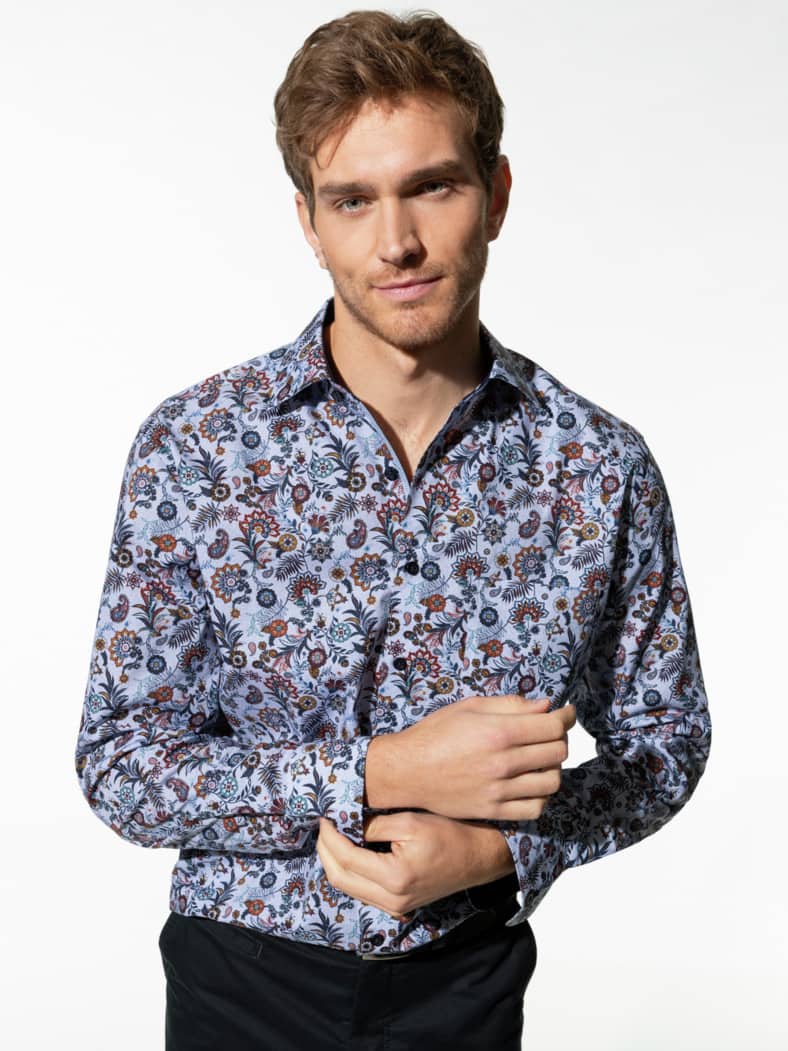 Aktiv-Hemd Druck Blau