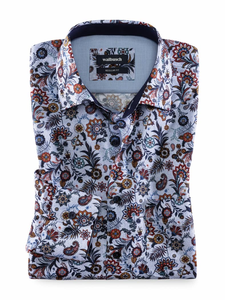 Aktiv-Hemd Druck Blau