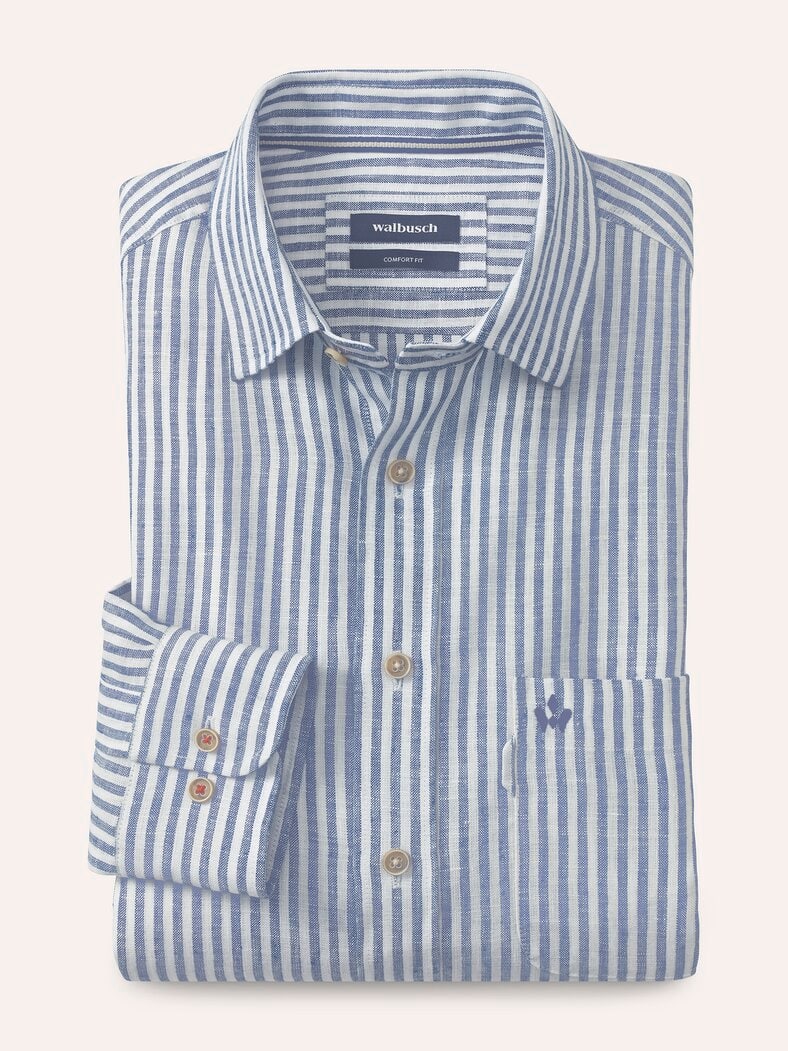 Pures Leinen Hemd Streifen Marine