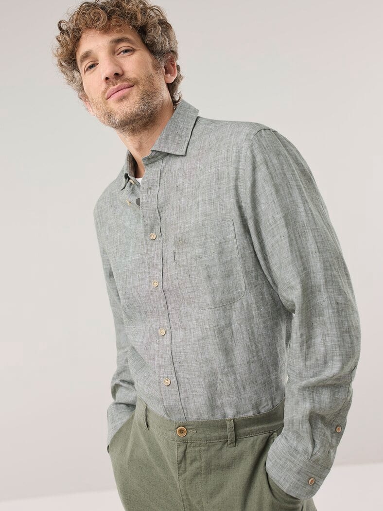 Pures Leinen Hemd Uni Schilf