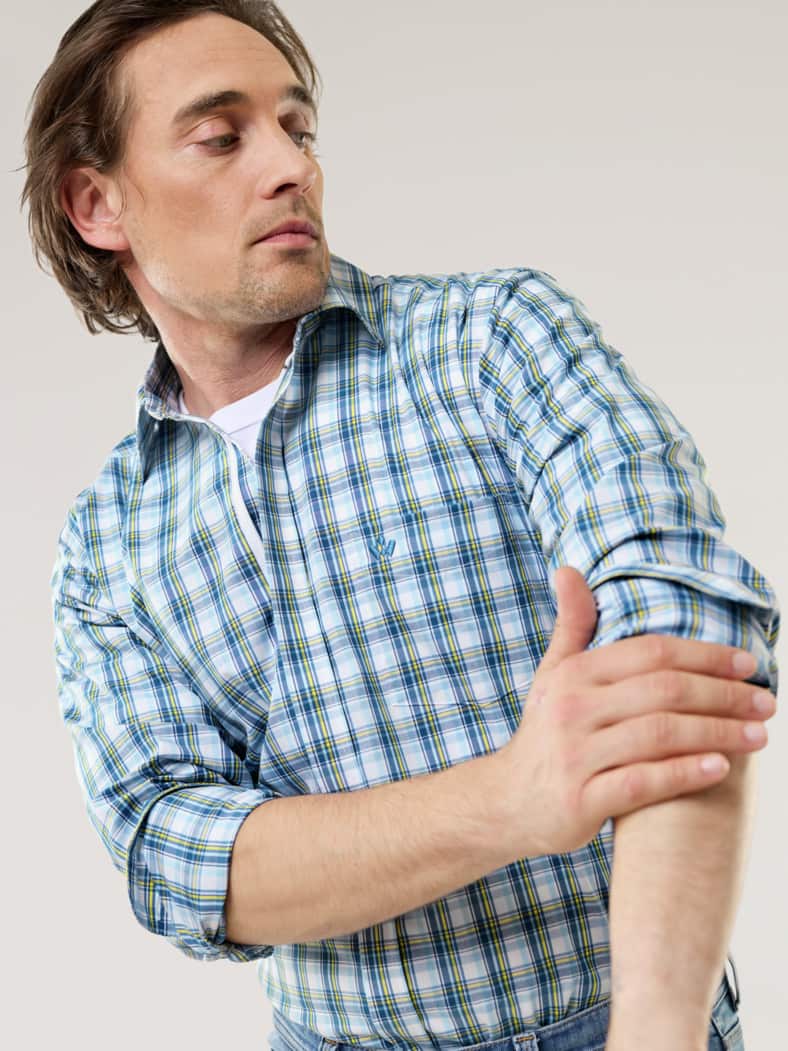 Extraglatt-Hemd Zip & Go Karo Weiß